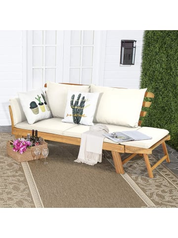 COSTWAY Gartenbank Schlafsofa in Beige