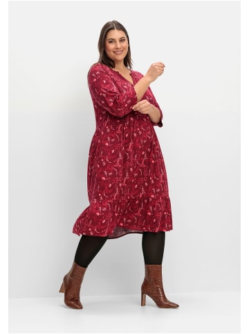 sheego Hängerkleid in dunkelrot gemustert