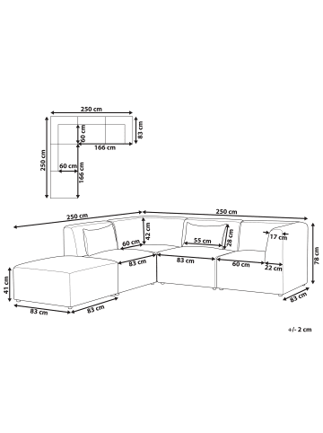 Beliani 5-tlg Modulsofa LEMVIG in Rot