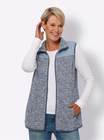 Sieh an! Strickfleece-Weste in rauchblau-ecru-meliert