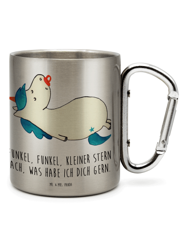 Mr. & Mrs. Panda Tasse Einhorn Schnuller mit Spruch in Silber