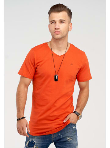 Jack & Jones T-Shirt Print - NEWRAR TEE SS V-NECK in Burnt Ochre