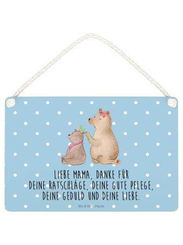 Mr. & Mrs. Panda Schild Bär Kind mit Spruch in Blau Pastell
