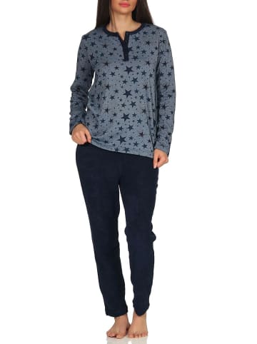 NORMANN Frottee Pyjama Schlafanzug Sterne - 48784 in marine