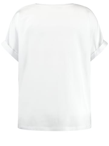 SAMOON T-Shirt Kurzarm Rundhals in White gemustert.