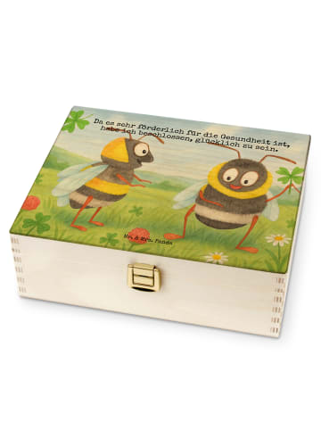 Mr. & Mrs. Panda Teebox Hummeln Kleeblatt Design mit Spruch in Weiß