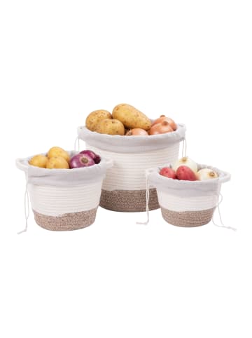 relaxdays 3x Kartoffel Aufbewahrung in Weiß/ Beige