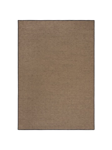 KADIMA DESIGN Geometrischer Jute-Teppich mit Naturkautschuk, hochdicht in Braun-Schwarz