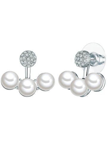 Lulu & Jane Ohrstecker Muschelkernperle weiß Glaskristall weiß in silber