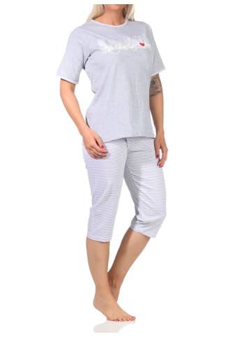 NORMANN CapriSchlafanzug Hose "New York City Loving" - 65222 in Grau