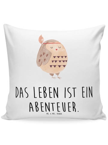 Mr. & Mrs. Panda 40 x 40 Kissen Eule Federschmuck mit Spruch in Weiß