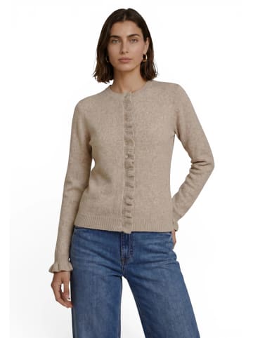 Zero  Strick-Cardigan mit Rüschen in Light Beige Melange