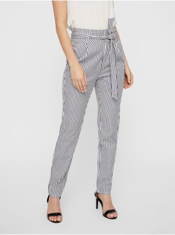 Vero Moda Gestreifte Business Stoffhose High Waist Paperbag Pants VMEVA in Weiß