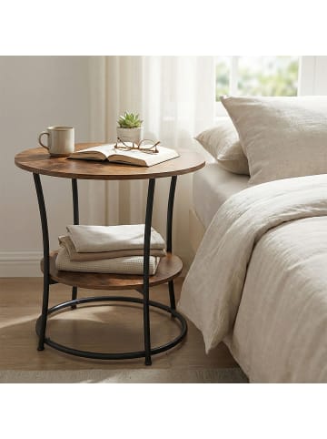 relaxdays Beistelltisch in Dunkelbraun/ Schwarz - (H)55 x Ø 55 cm