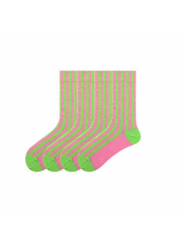 MUNADUNA 4er-Pack Farbblock Streifen-Longsocks in Grün