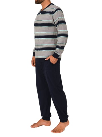 NORMANN langarm Schlafanzug Bündchen Streifen - 81146 in türkis