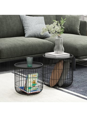 HOMCOM Beistelltisch Set in Schwarz 40L x 40B x 40H cm