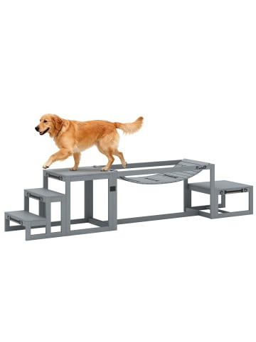 Pawhut Hunde Agility Set Grau Tannenholz