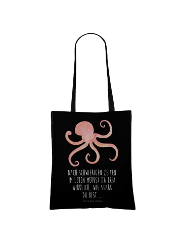 Mr. & Mrs. Panda Strandtasche Tintenfisch mit Spruch in Schwarz