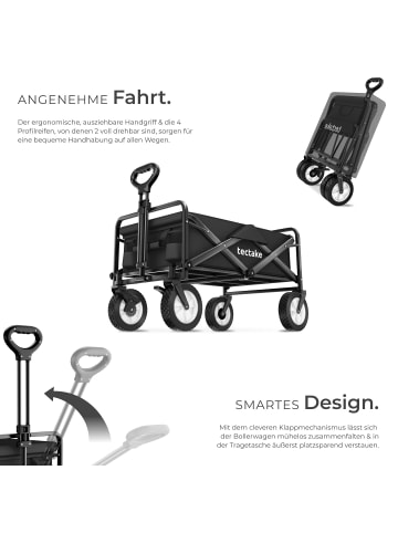 tectake Faltbarer Handwagen Leon mit Bremsen, Belastbarkeit 80kg