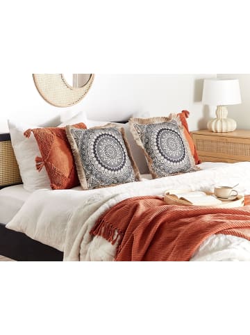 Beliani 2er-Set Dekokissen GERANIUM in Beige/Schwarz