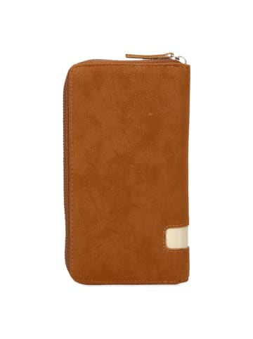 Zwei Mademoiselle Geldbörse 20 cm in nubuk cognac