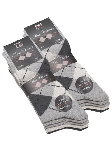 Cotton Prime® 10 Paar Socken mit KARO Muster in Beigetöne