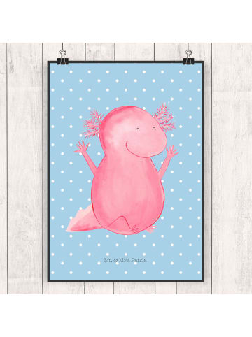 Mr. & Mrs. Panda Kunstdruck Axolotl Hurra ohne Spruch in Blau Pastell