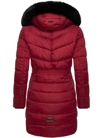 Navahoo Steppmantel Paula in Dark Red with black fur