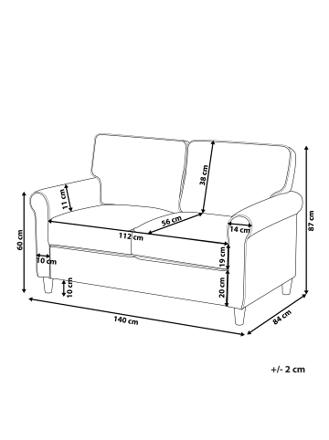 Beliani 2-Sitzer Sofa RONNEBY in Braun - (W) 140 x (H) 88 x (L) 78 cm