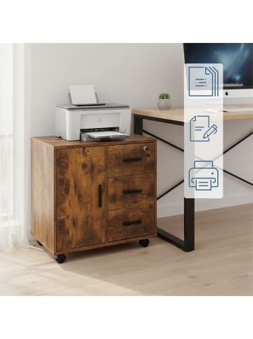 relaxdays Rollcontainer in Vintagebraun - (B)60 x (H)57 x (T)40 cm