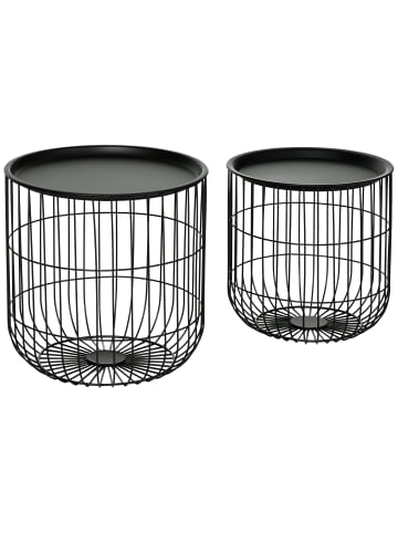 HOMCOM Beistelltisch Set-40L x 40B x 40H cm-Schwarz