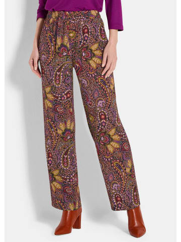 GOLDNER Kurzgröße:  Printhose Luftige Viskosehose mit Paisley-Muster in orange / schwarz / gemustert