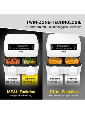 N8WERK Heißluft Fritteuse Friteuse XL Air Fryer Edelstahl Doppelkorb 2x 3,8L