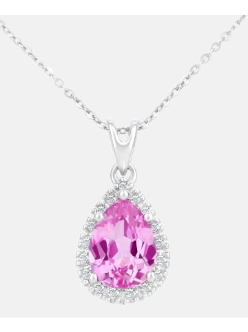 Diamant L'éternel Halskette mit Anhänger aus 375 Weißgold mit Diamant mit Saphir