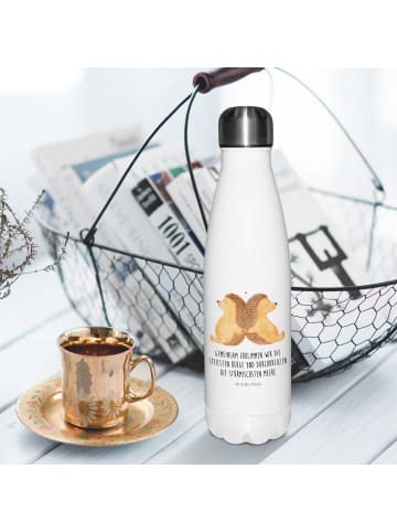 Mr. & Mrs. Panda Trinkflasche Igel händchenhaltend mit Spruch in Weiß