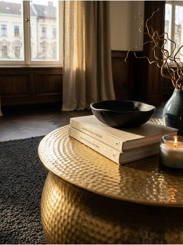 KADIMA DESIGN Couchtisch 60x30,5x60 cm Aluminium Beistelltisch orientalisch in Gold