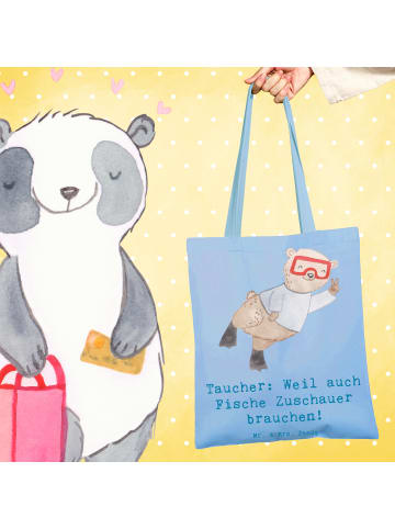 Mr. & Mrs. Panda Tragetasche Tauchen Zuschauer mit Spruch in Sky Blue