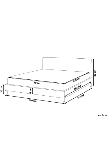 Beliani Doppelbett FITOU in Weiß/Braun - (W) 190 x (H) 87 x (L) 214 cm
