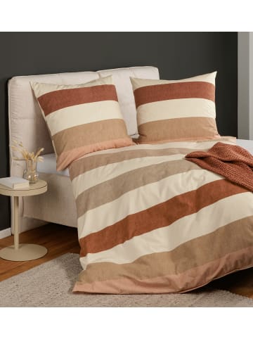 Janine Edel Flanell Bettwäsche Davos - Streifen in beige