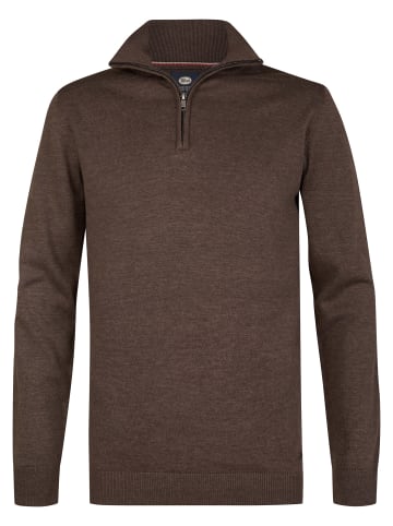 Petrol Industries Feinstrick-Pullover mit Half-Zip wheel in Braun