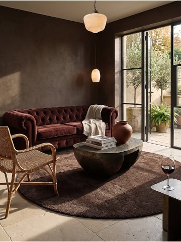 KADIMA DESIGN Teppich rund Uni rutschhemmend weich wohnlich Wohnzimmer Schlafzimmer in Braun