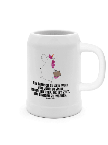 Mr. & Mrs. Panda Bierbecher Einhorn Koffer mit Spruch in Weiß