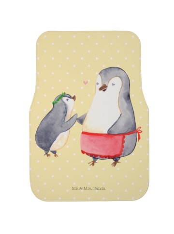 Mr. & Mrs. Panda Fahrer Autofußmatte Pinguin mit Kind ohne Spruch in Gelb Pastell