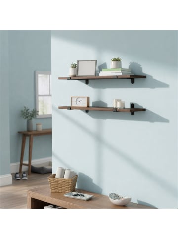 SONGMICS 2er-Set: Wandregal Barnet-old in Braun-schwarz - (B)20 x (H)7 x (T)60 cm