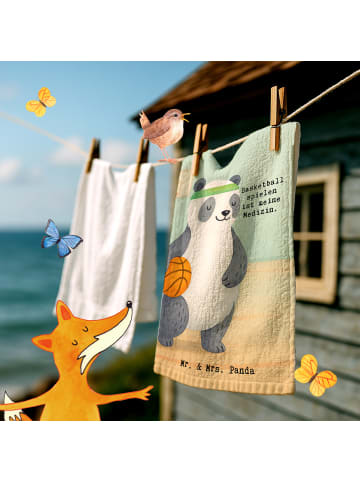 Mr. & Mrs. Panda Kinderhandtuch Panda Basketball Design mit Spruch in Weiß