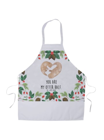 Mr. & Mrs. Panda Grillschürze Otter Herz mit Spruch in Weiß
