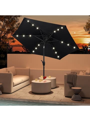 COSTWAY Sonnenschirm 230 cm mit LED in Schwarz