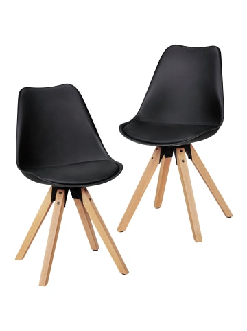 FineBuy Esszimmerstuhl in Schwarz / Kunstleder / 49x52x87