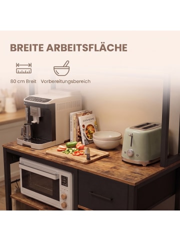 VASAGLE Küchenregal Barnet in Braun-Schwarz - (B)40 x (H)180.8 x (T)80 cm